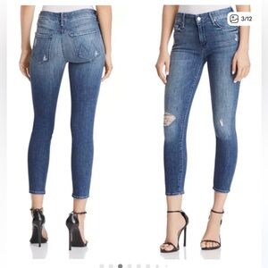 MOTHER Women's Gypsy Wash Distressed Crop Jeans